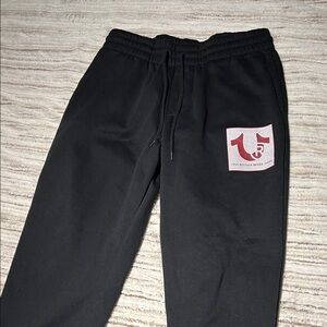 True Religion Black Sweatpants with Red Logo